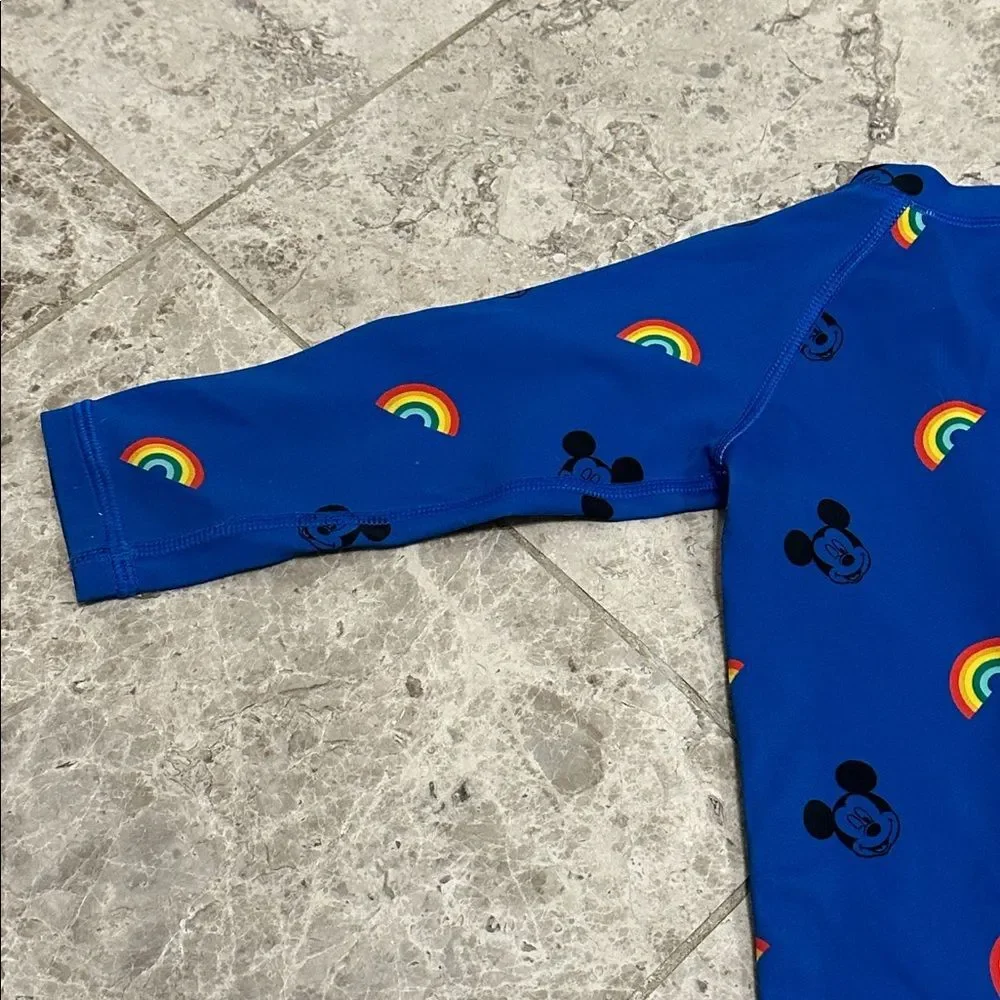 Hanna Andersson Mickey Mouse Disney Rainbow Rashguard 1pc Swimsuit Sz 75 12-18M
